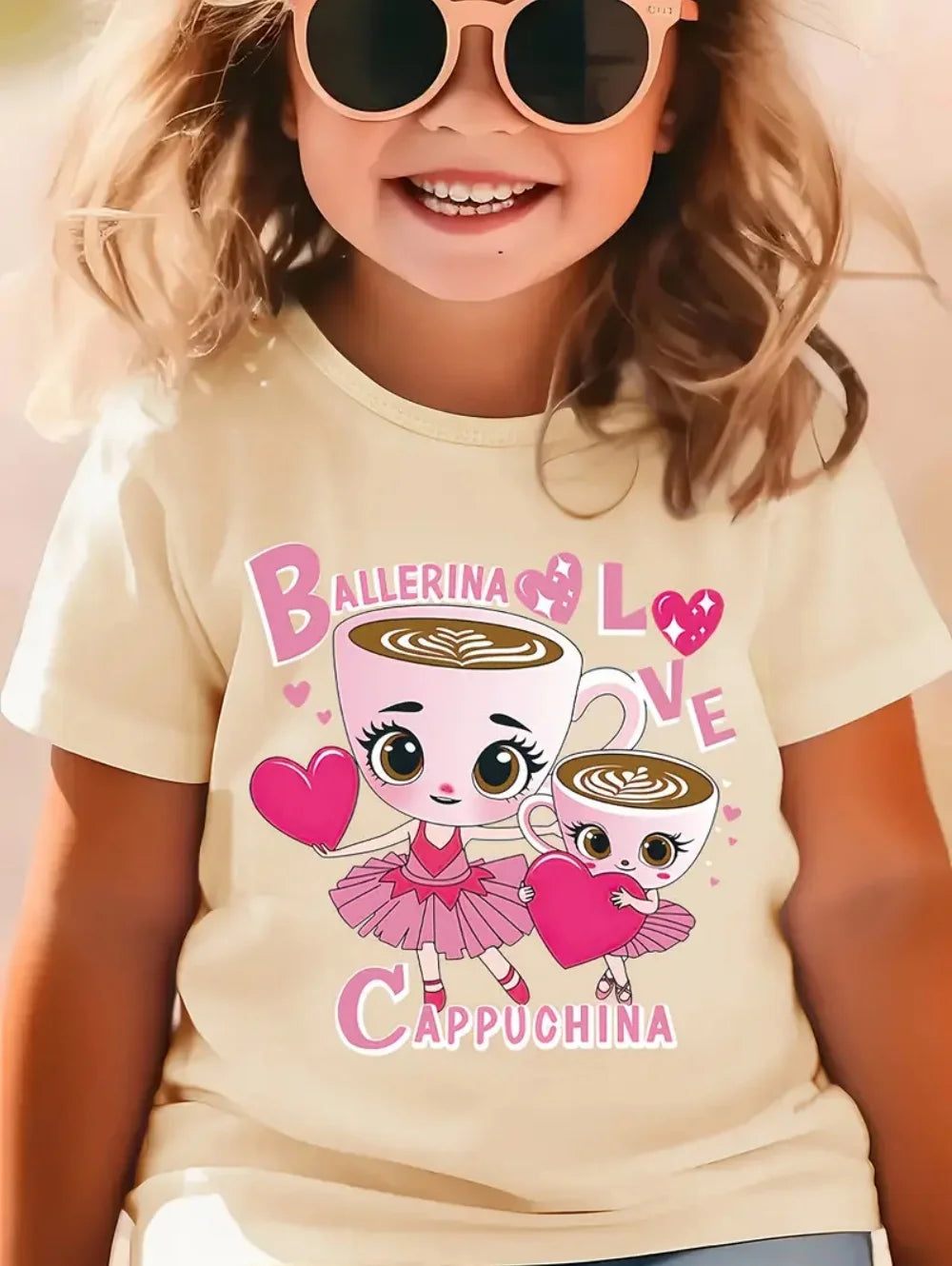 Italian Brainrot Cute Meme T-Shirt for Girls Clothes Ballerina Cappuccino Print Tee Tops Pink Summer Kawaii Outfits Streetwear
