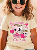 Italian Brainrot Cute Meme T-Shirt for Girls Clothes Ballerina Cappuccino Print Tee Tops Pink Summer Kawaii Outfits Streetwear