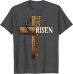 Easter Cross He Is Risen Jesus Christian Men Women T-Shirt Christian Cross Bible John 3:16 Reflection 0L3Q48 Saying Tee Novelty