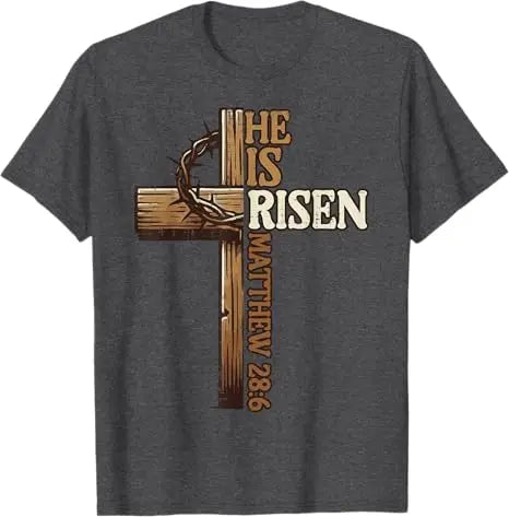 Easter Cross He Is Risen Jesus Christian Men Women T-Shirt Christian Cross Bible John 3:16 Reflection 0L3Q48 Saying Tee Novelty