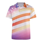 Fashion USA Flag Pattern Polo Shirt For Men 3D Print Short Sleeves T-shirt Hot Sale Street Summer Button Loose Lapel T Shirts
