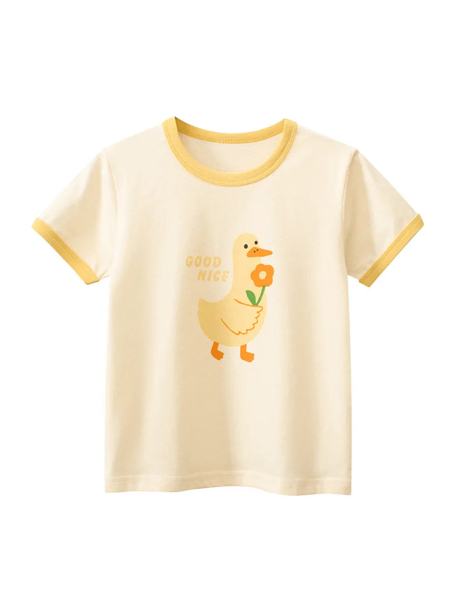 2025 Summer 2-8 Years Kids Girl Shorts Sleeve T-shirts Printed Little Girl Top Baby Girl T Shirts Children Toddler Girl Clothes