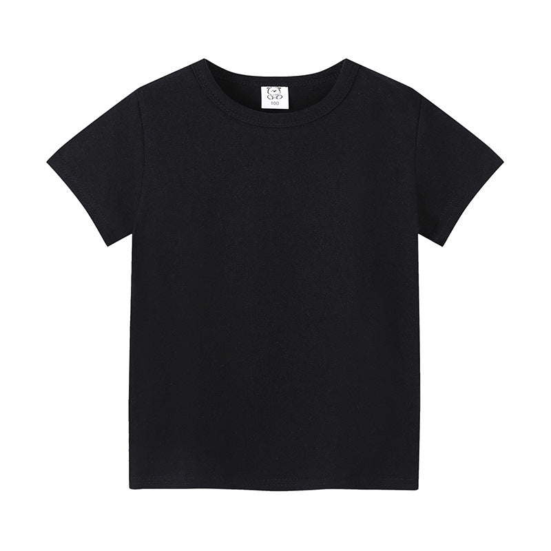 2-12Years Summer children's short sleeve T-shirt cotton baby clothes boys girls blank Infant T-shirt Kids shirt solid tees tops
