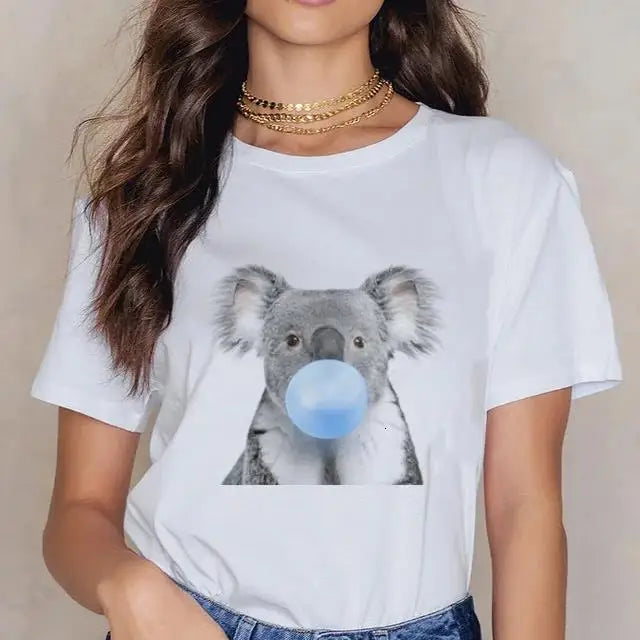 Women Cartoon Kawaii Animal Koala Print Woman Tshirt Harajuku Ropa Mujer Graphic Plus Size T-Shirt Casual Streetwear  Tees