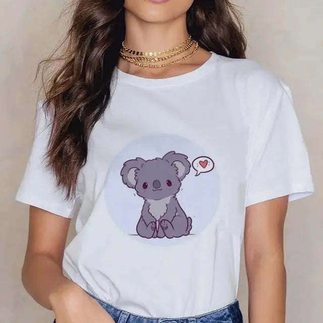 Women Cartoon Kawaii Animal Koala Print Woman Tshirt Harajuku Ropa Mujer Graphic Plus Size T-Shirt Casual Streetwear  Tees