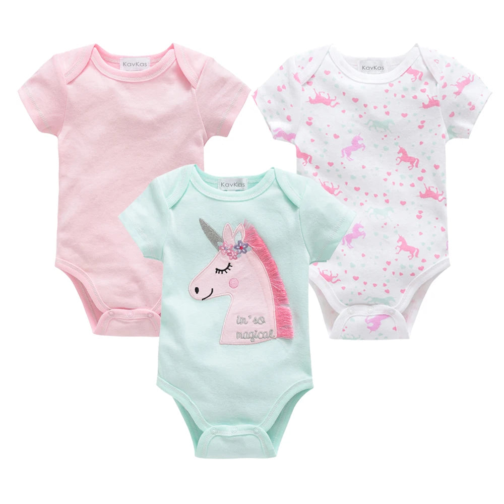 3/6 pcs a lot Baby Girls Clothes  pour nouveaux Cotton Short Sleeve Girl Bodysuit 0-12 Months Newborn Boys Clothing Toddler