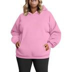 Plus Size Hooded Sweatshirt for Women Fall Fashion Casual Solid Color Pocket Hoodies Women's Clothing Street Hip Hop Hoody