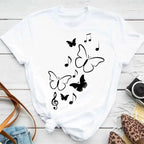 Fashion Women Men T Shirt Colorful Butterfly Petal Graphic Print T Shirt Casual Crew Neck Short Sleeve Plus Size T Shirt Unisex