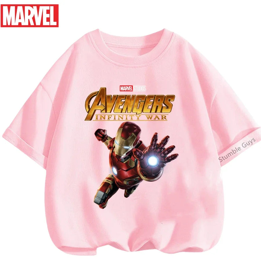 Kids Marvel Iron Man Avengers T-Shirt Boys Girls Summer Casual Tees 2026 New Anime Clothes