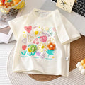 Jumping Meters Flowers Kids Tees Hot Selling Cotton Summer Girls Tshirts Baby Clothes Children's Tees Tops