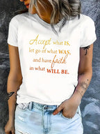 Accept What Is Women's Tee - Inspirational Faith Quote Graphic Black Top