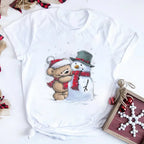 Women Tshirts Merry Christmas Tree Print Red Top Femal New Clothing Short Sleeve 90s Girls Lucky Deer T-shirts Aesthetic Clothes
