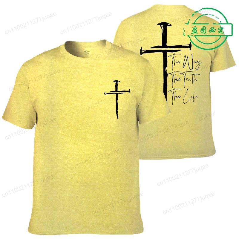 New Summer Men's T-Shirt Clothing Jesus Cross Vintage Printed Tees for Men Women Oversized Tops Christian Faith Shirt Clothing