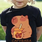 Capybara White Tshirt Kids Girl Clothes Short Sleeve Clothing for Girls Summer Children T-Shirt Fashion Tees Cute Capybaras Top