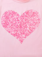 A 3-piece set of 2025 summer fashion girls' cool and breathable heart-shaped pattern printed T-shirts