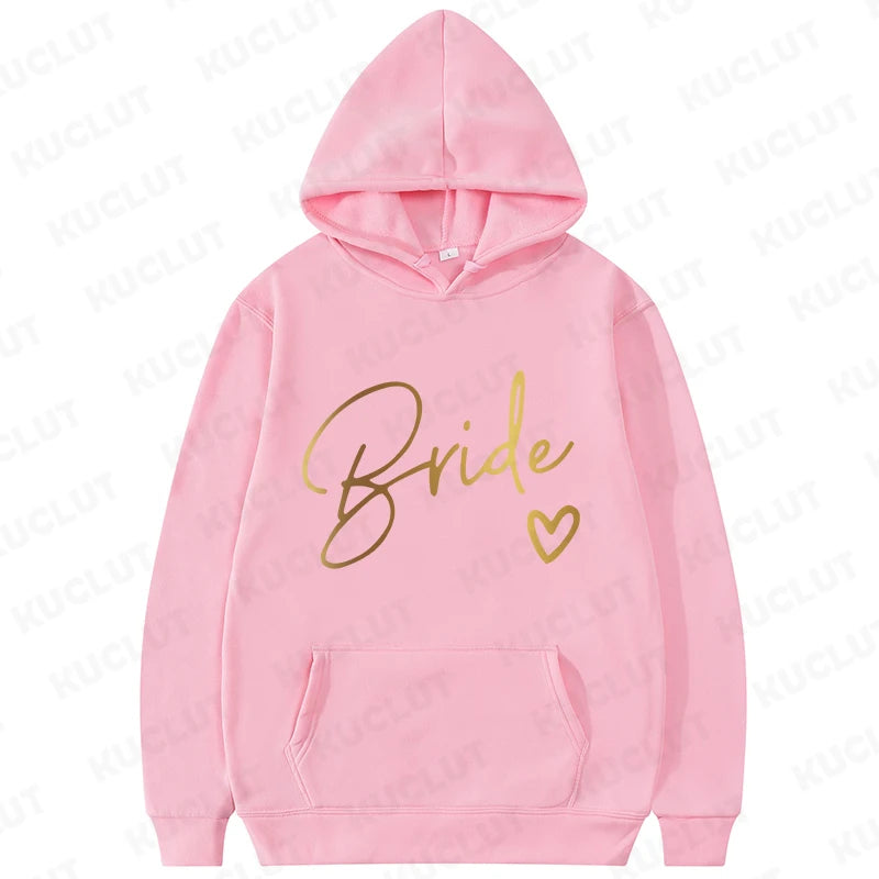 Team Bride Matching Hoodies Women Soft Casual Bridesmaid Bachelorette Party Gift Hooded Sweatshirts Wedding Group Outfits Tops