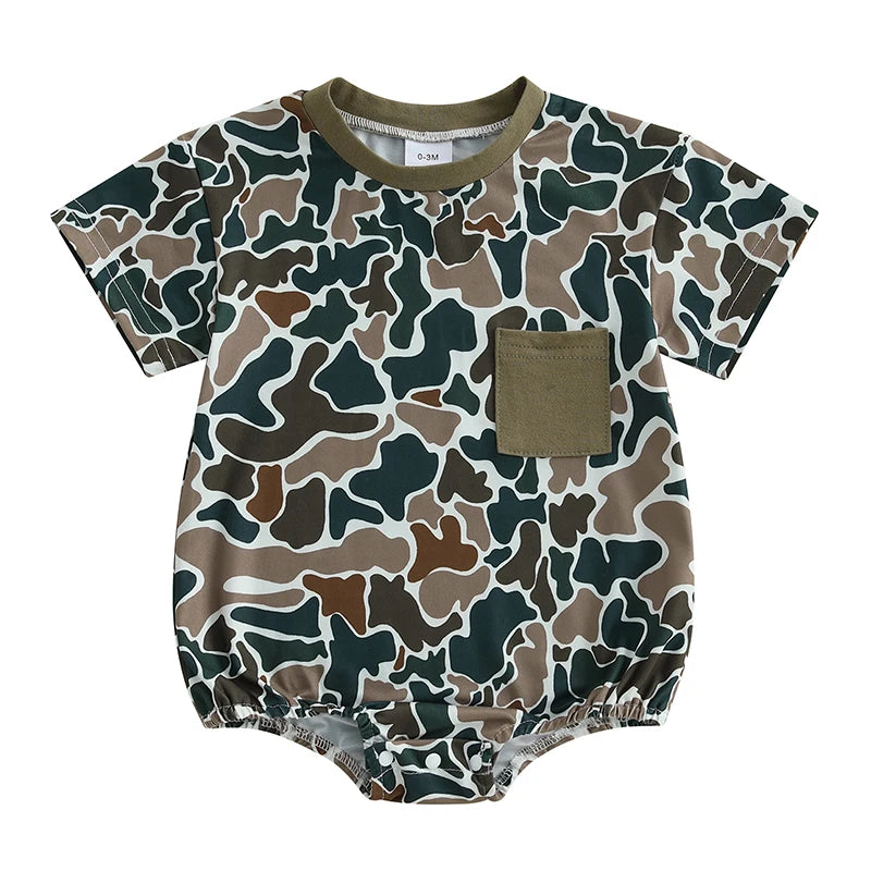 0-18M Newborn Infant Baby Boy Summer Romper Outfit Camouflage Short Sleeve Bodysuit Jumpsuit Clothes
