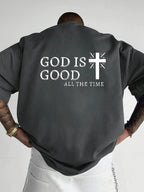 Men's Summer 100% Cotton Casual God is a Good Faith Double sided Printed Loose Sport Round Neck Short Sleeve T-shirt Versatile T