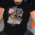 Plus Size Plus Size Graphic Print Round Neck T-shirt, Women's Plus Slight Stretch Casual Tee