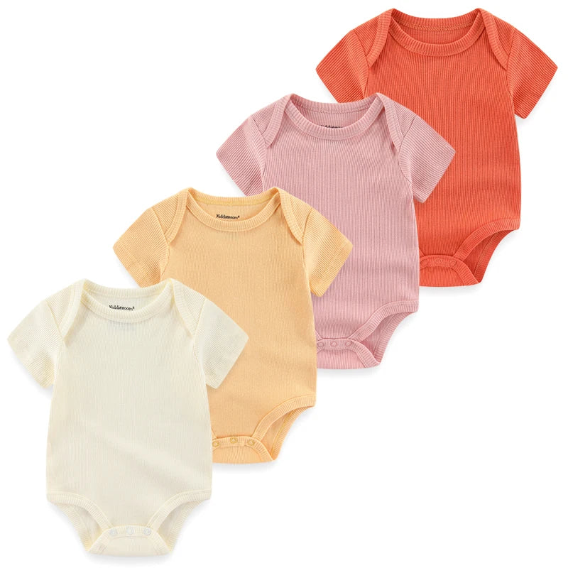 4Pieces Cotton Newborn Bodysuit Print Baby Girl Clothes 0-12M Cartoon Baby Boy Clothes Summer Short Sleeve Romper Bebes