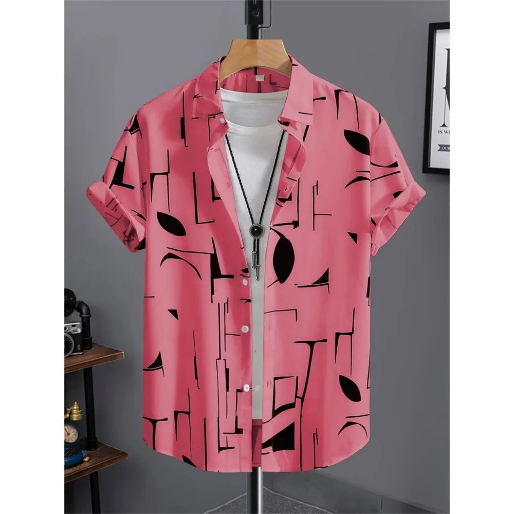 Men's Shirt 3D Printed Retro Fashion Top Short Sleeved Beach Sports Shirt Street Hawaiian Short Sleeved Shirt Men's Clothing