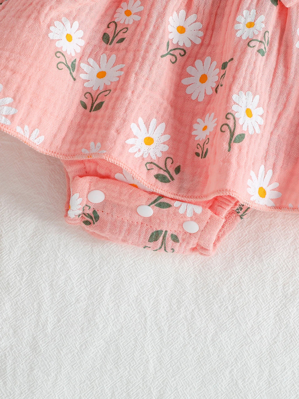 2Pcs Summer Newborn Soft  Cotton Pink Baby Girls Rompers Dress Daisy Print Short Sleeve Jumpsuits Clothes Bodysuits +Headband