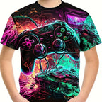 T-Shirts for Boys Short Sleeve 3D Gamepad Print Kids Summer Clothes Casual Fashion O-Neck Boys Tshirt Tops Children's Clothing