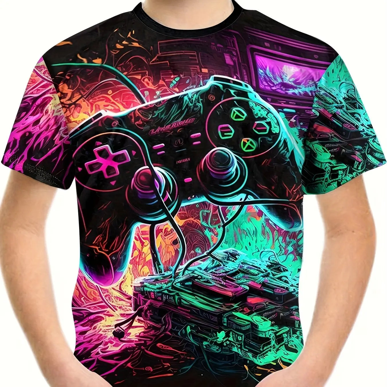 T-Shirts for Boys Short Sleeve 3D Gamepad Print Kids Summer Clothes Casual Fashion O-Neck Boys Tshirt Tops Children's Clothing