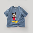 Disney Mickey Boys T Shirts Short Sleeved Tops Cartoon Cotton Kids Clothing Summer Casual Simple Children Tees Toddler Costume