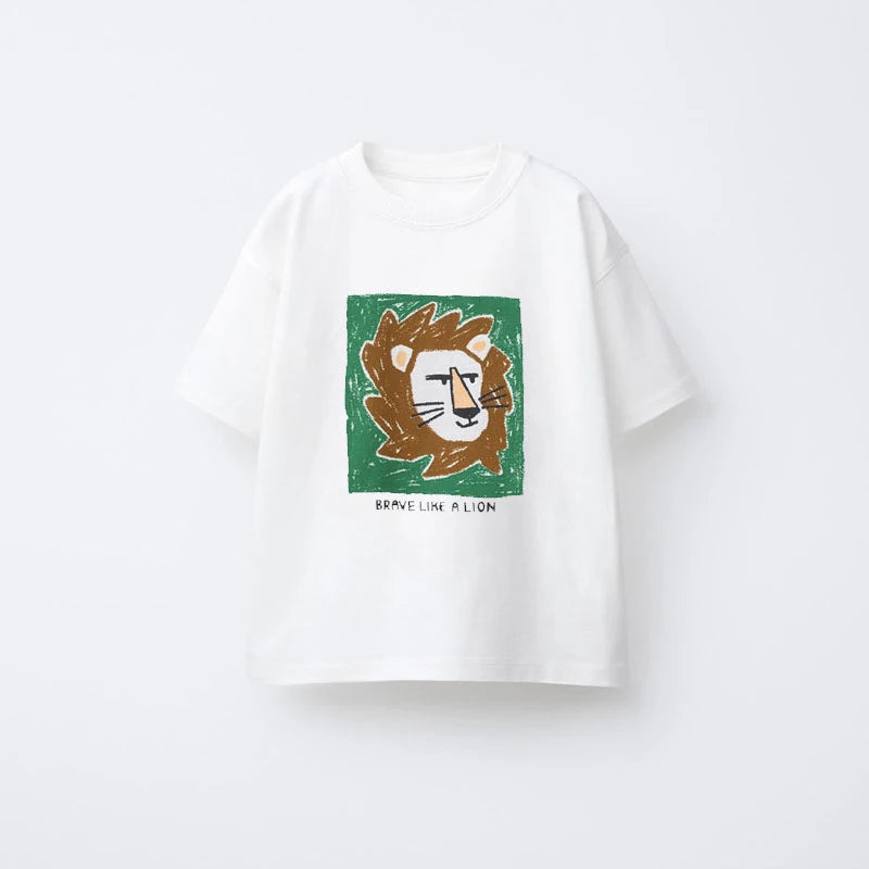 Simple All-match Base Shirt New Short Sleeve Lovely Round Neck T Shirt Thin Pure Cotton Clothes Boys And Girls Loose Casual Wear