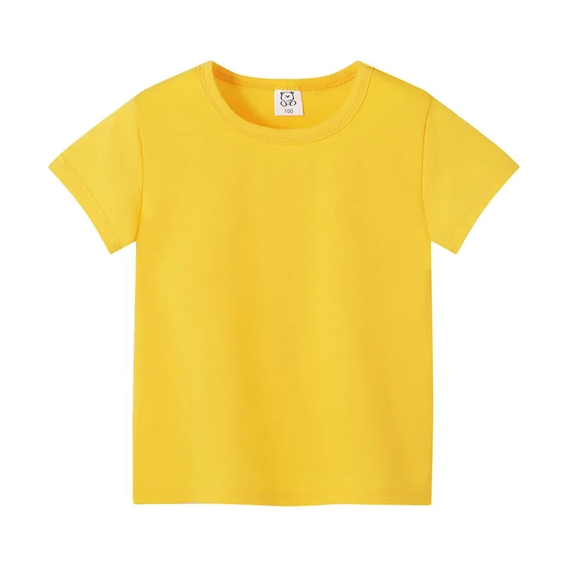 2-12Years Summer children's short sleeve T-shirt cotton baby clothes boys girls blank Infant T-shirt Kids shirt solid tees tops