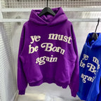 2024Fw Puff Print Kanye West Hoodie Men and Women 1:1 Pink Leaf Color Must Rebirth Hoodie Plus Size Pullover CPFM Sweatshirt