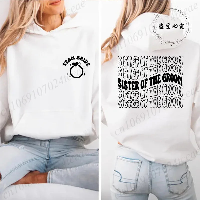 Personalized Womens Bridal Shower Print Hoodie Personalized Sweatshirt Tops Casual Pullover Hoodie Bachelorette Party Sportwear