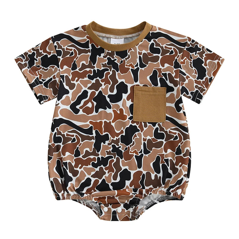 0-18M Newborn Infant Baby Boy Summer Romper Outfit Camouflage Short Sleeve Bodysuit Jumpsuit Clothes