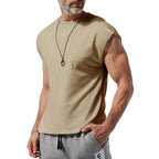 Amazon cross-border American summer new vest men's loose youth casual solid color thin shoulder T-shirt for men