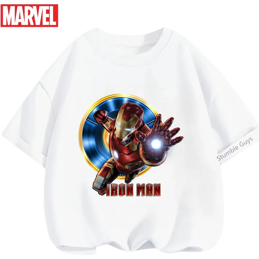 Kids Marvel Iron Man Avengers T-Shirt Boys Girls Summer Casual Tees 2026 New Anime Clothes