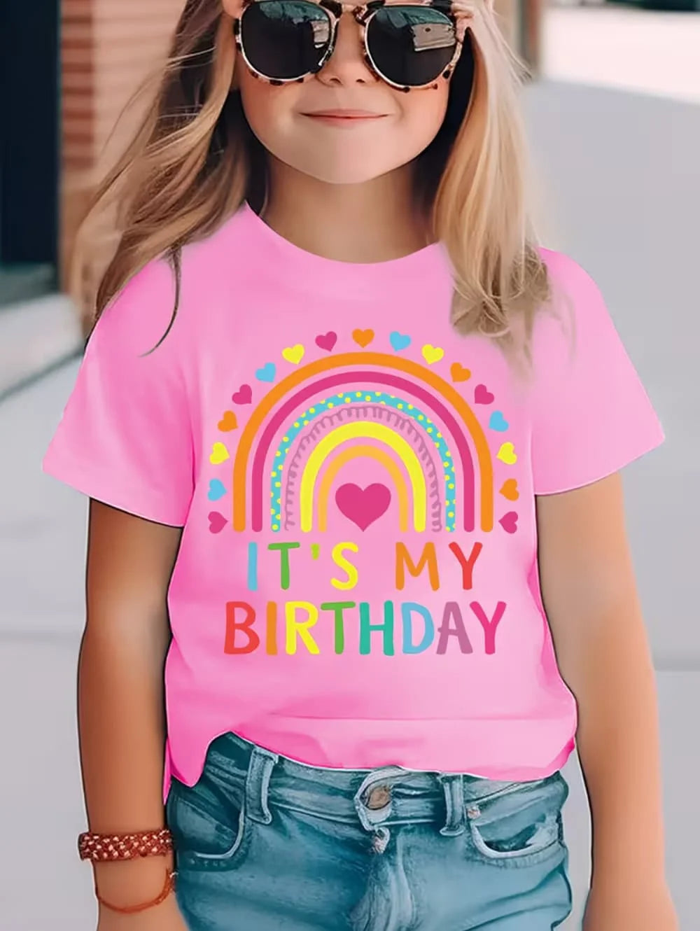 Girl Clothes Birthday Princess Printed Girls T-Shirt Happy Birthday Girl Party Outfit Tops Kids Short Sleeve Tshirt Kids Clothes