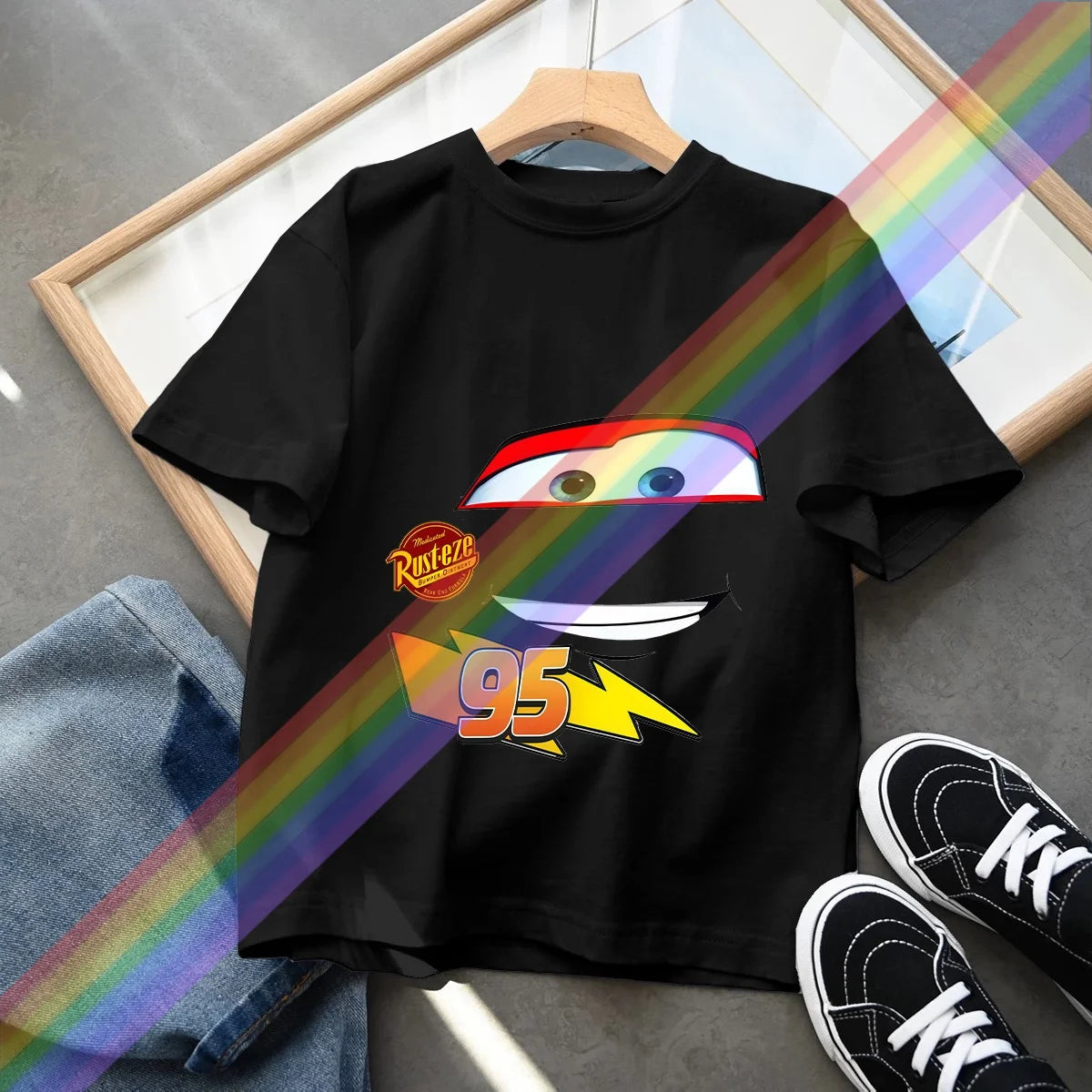Hot Sale Car Pixar Lightning McQueen Print Cute Kids T-Shirts Girls Clothes Baby Boys Short Sleeve T Shirt Summer Children Tops