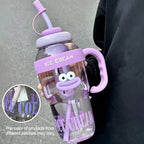 1 Pc Stylish Large-Capacity Sports Water Bottle with Straw, Portable & Heat-Resistant Plastic Cup for Women