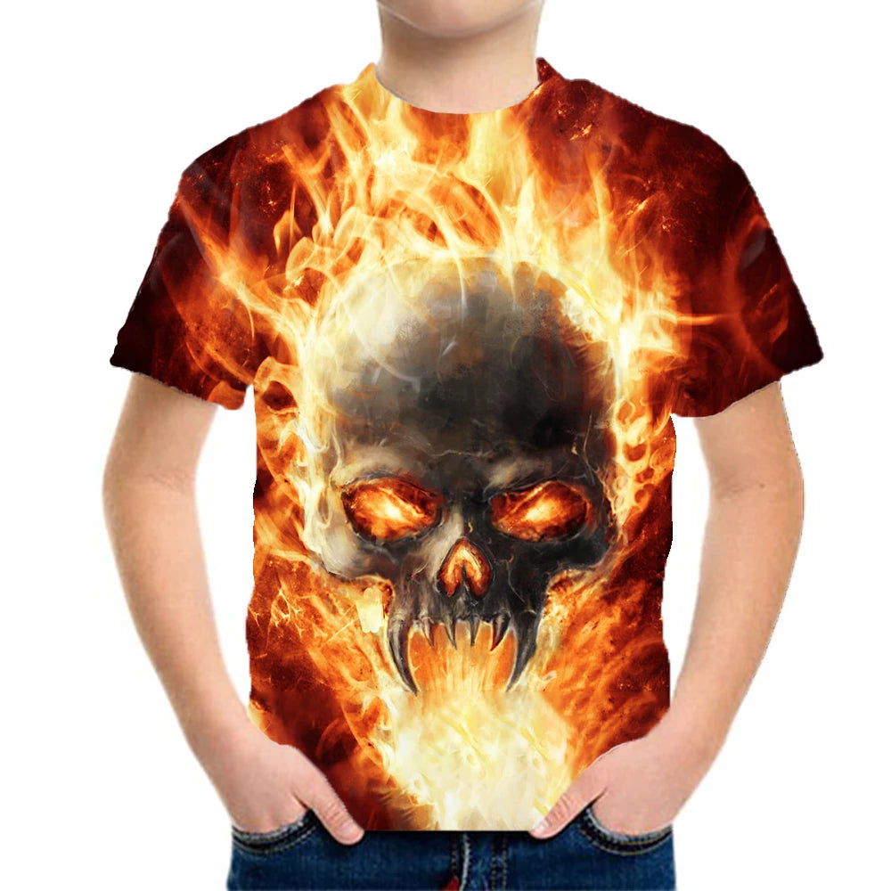 Children's Clothing Boys Tshirt Children's T-Shirts 3D Dinosaur Graphic Print Kids Summer Clothes Fashion Casual Tees Girl Tops