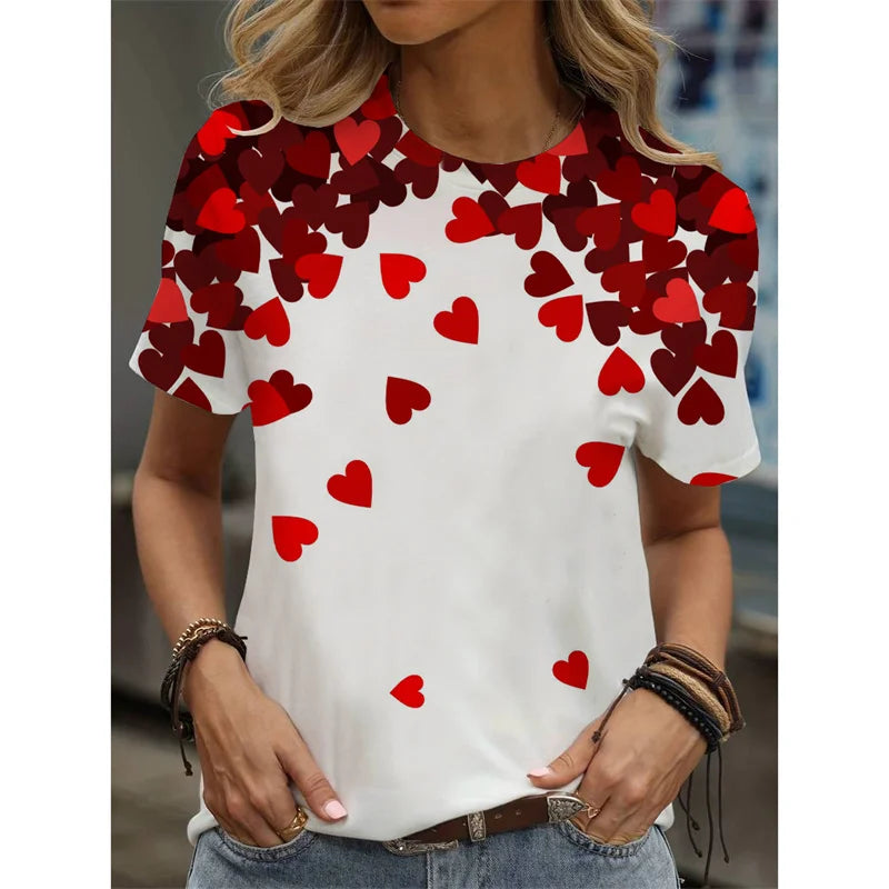Cartoon Cat Graphic T-Shirt For Women Animal 3D Printed T Shirts Summer Fashion Casual Loose Tees Round Neck Tops Short Sleeves