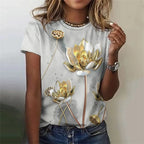 Fashion Women's T-shirt With Cute Peacock Graphic 3D Printed Short Sleeve Summer T-shirts Oversized Loose Women's Clothing