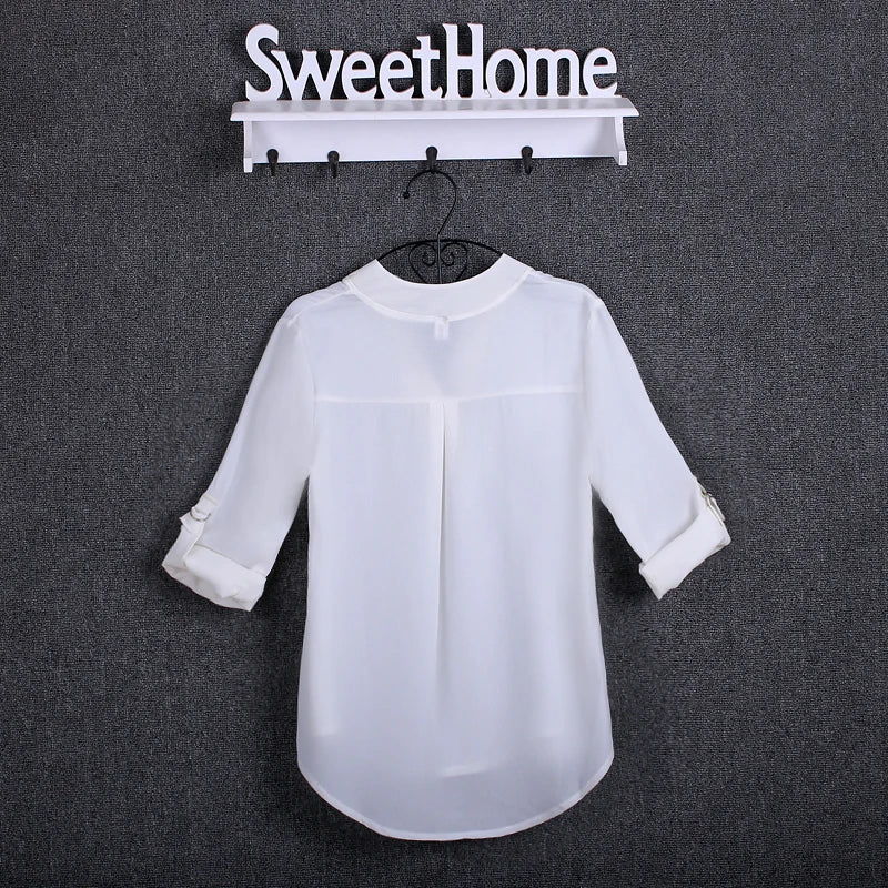 Plus Size Blouse Clothing Women Long Sleeve Shirt Chiffon Blouse Ladies Top