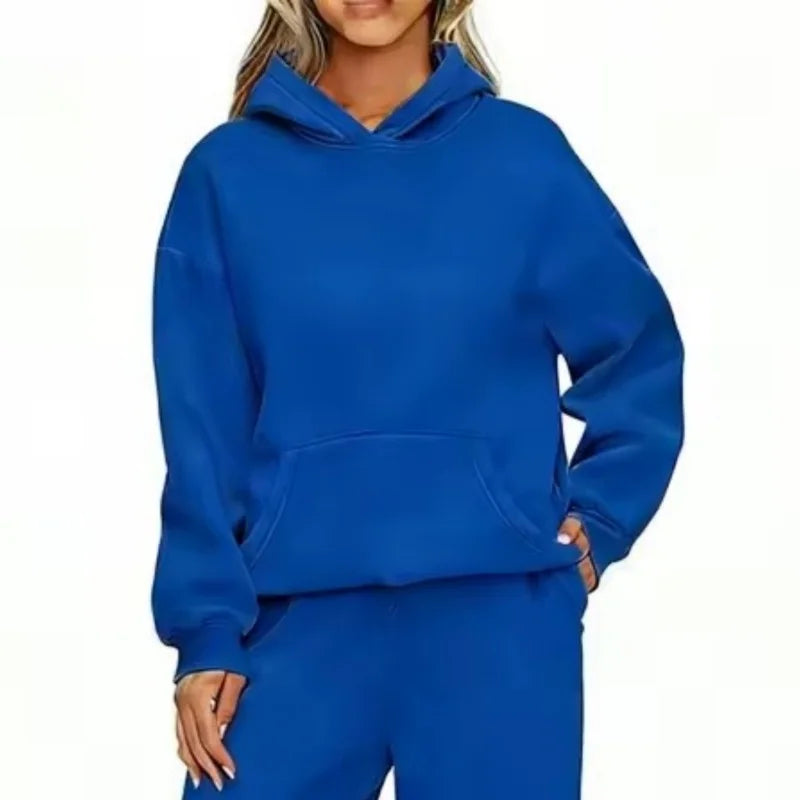 Autumn Winter Casual Sports hoodie Sweatshirt Solid-color long-sleeve Women's Fashion Loose hoodie Women's tops pullover