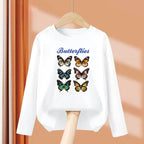 Girls New Autumn Clothes Paris Eiffel Tower T-shirt Long sleeved Cotton Tops Little Girl Butterfly Party Tees