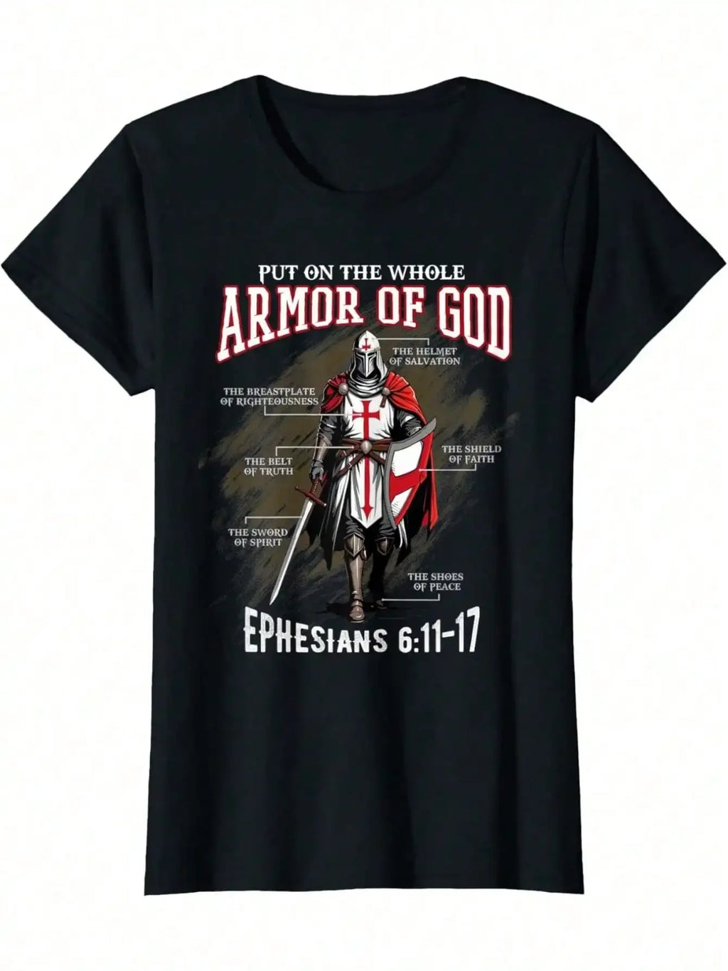 Full Armor Of God Inspirational Bible Verse T-Shirt For Men, Women & Youngsters - Soft Cotton