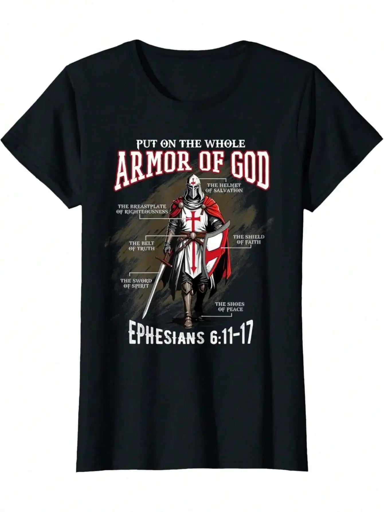 Full Armor Of God Inspirational Bible Verse T-Shirt For Men, Women & Youngsters - Soft Cotton