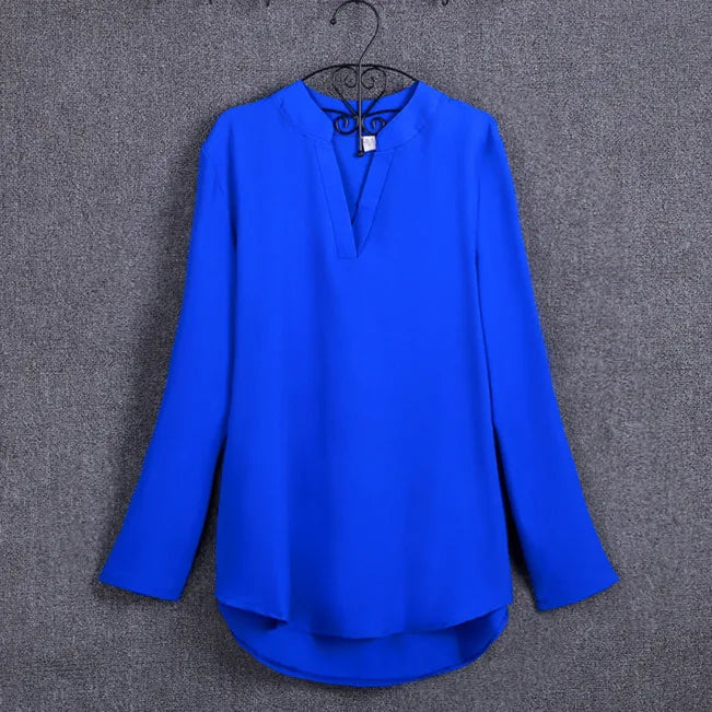 Plus Size Blouse Clothing Women Long Sleeve Shirt Chiffon Blouse Ladies Top