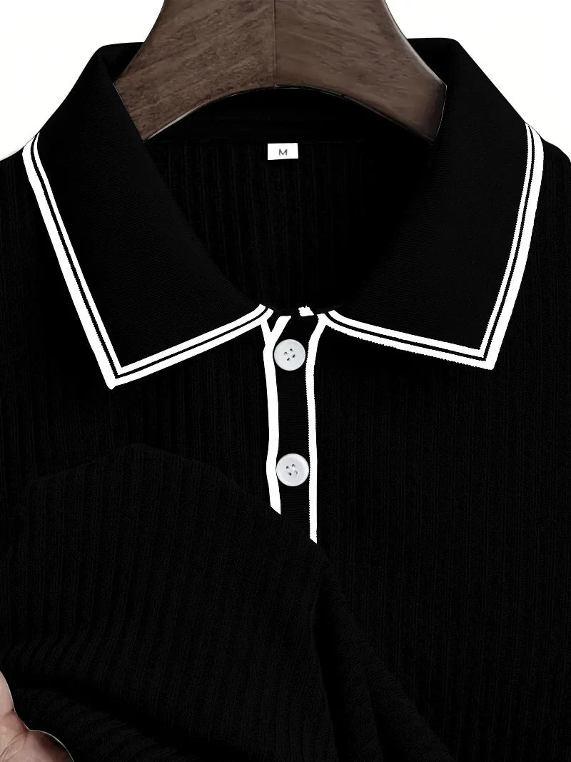 New Men's Polo Short-sleeved Shirt Solid Color For Men Business Casual And Trendy Summer New Men's Short-sleeved Polo Shirt
