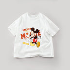 Disney Mickey Boys T Shirts Short Sleeved Tops Cartoon Cotton Kids Clothing Summer Casual Simple Children Tees Toddler Costume